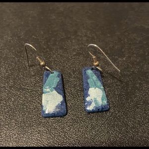 Blue ceramic dangling earrings